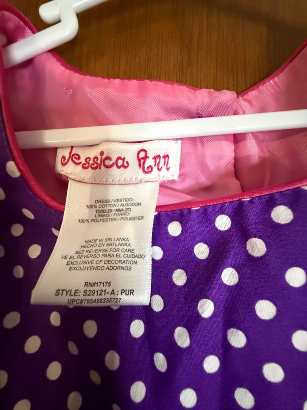 Jessica Ann Purple Polka Dot Butterfly Dress with Pink Sash - Picture 2 of 3